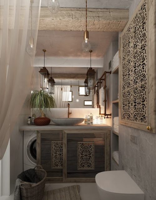 Badkamer met een Balinese sfeer