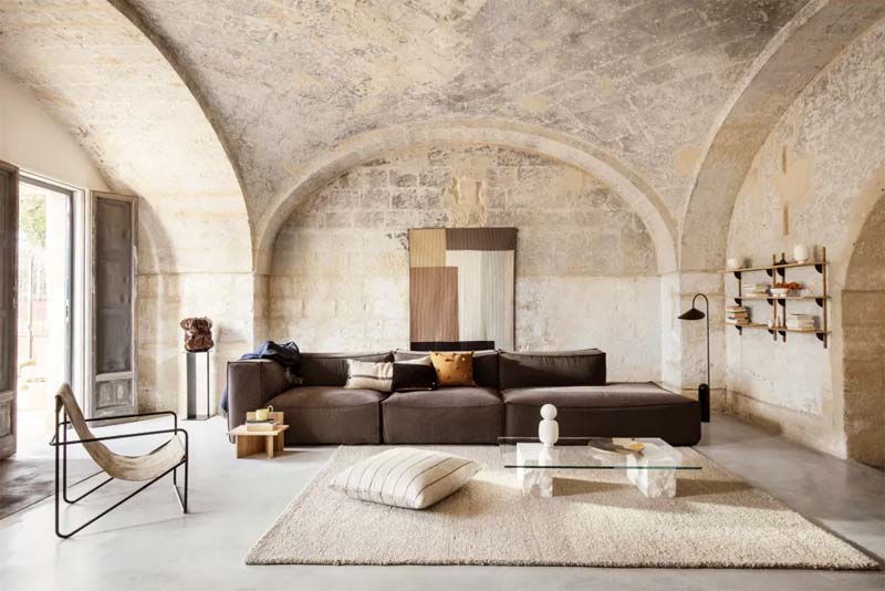 beige interieur ferm living vloerkleed