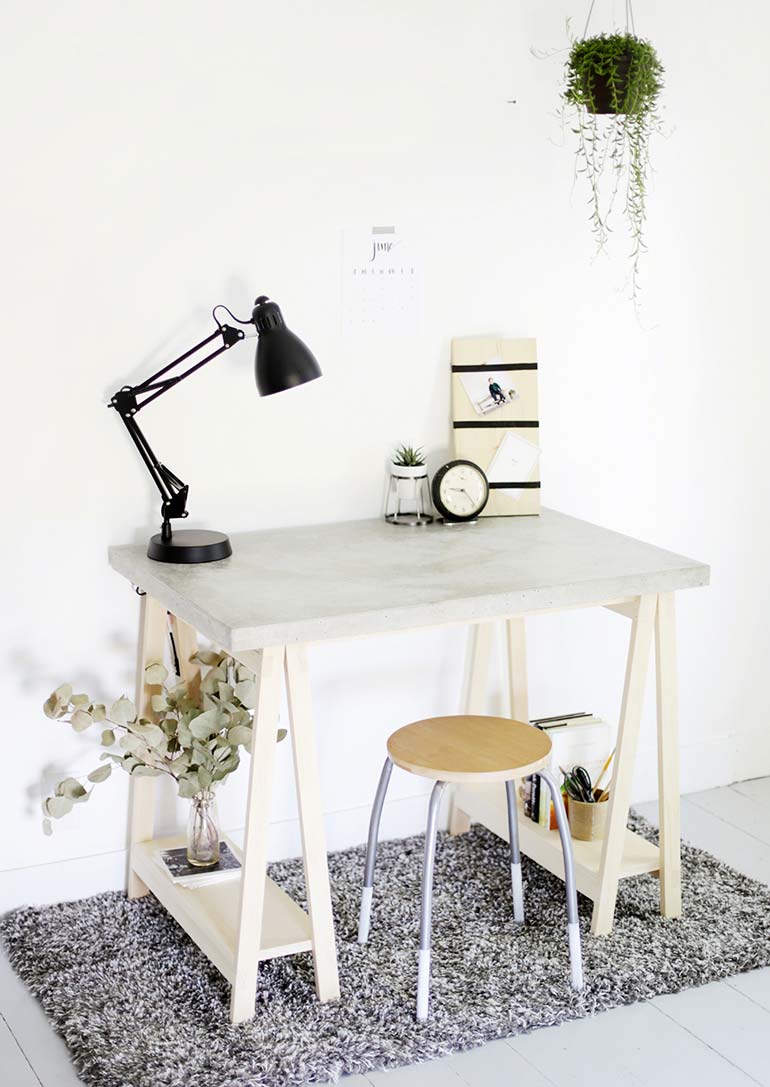 betonnen bureau maken