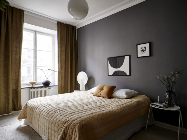 hotelsfeer slaapkamer grijs okergeel