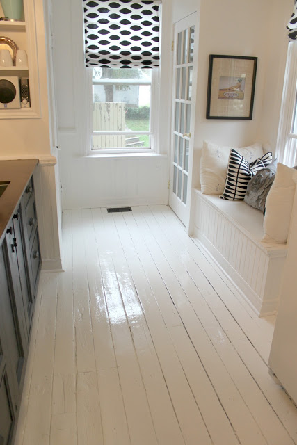 Houten vloer in de keuken wit schilderen