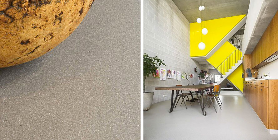 Hier is de Stone Island troffelvloer van DRT vloeren te zien in een moderne keuken - Bron: Drtgietvloeren.nl