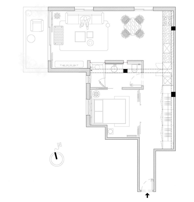 klein appartement indeling-plattegrond