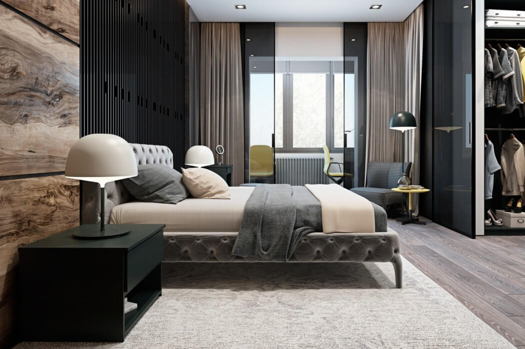 Modern en luxe appartement met een donker kleurenpalet
