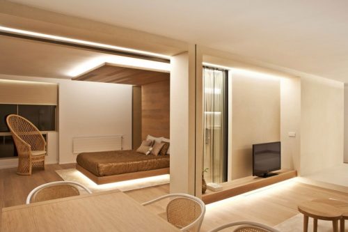 Moderne Slaapkamer met glazen schuifdeuren
