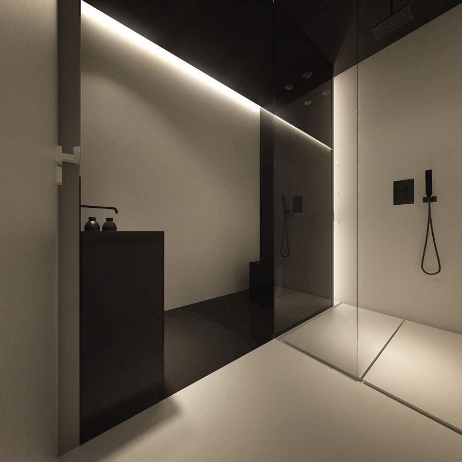 Moderne, strakke en minimalistische badkamer uit Warschau