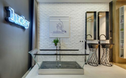 Open badkamer ontwerp van loft appartement