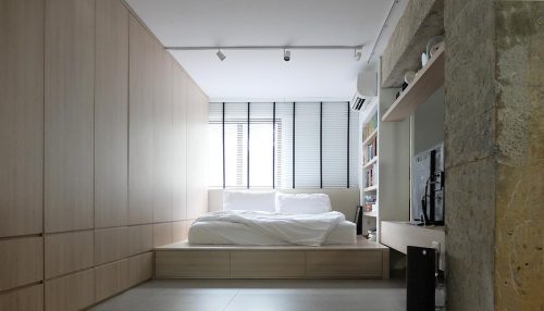 Open slaapkamer in een mini-loft
