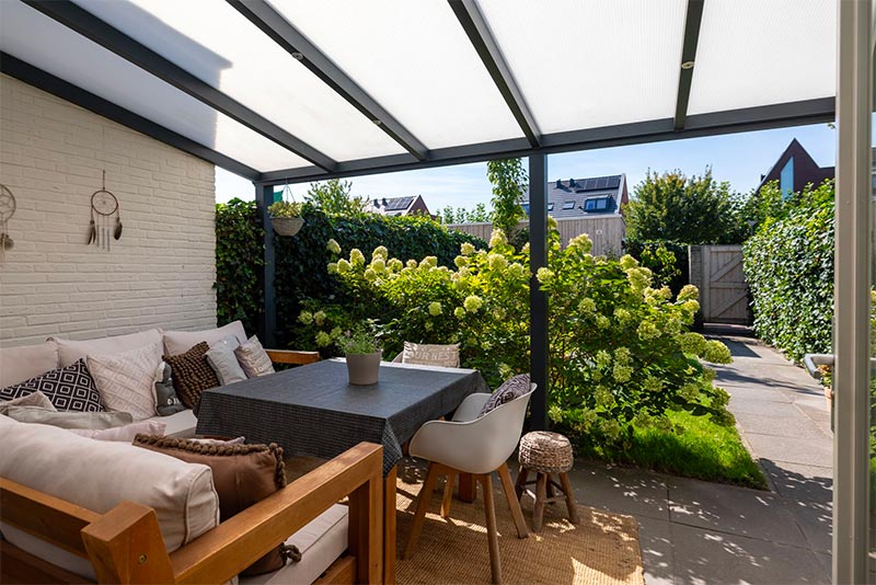 Deze gezellige loungehoek onder de overkapping ziet er toch super leuk uit? Deze gezellige loungehoek onder de overkapping ziet er toch super leuk uit?
