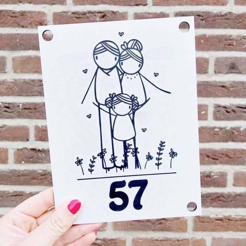 persoonlijke housewarming cadeautjes - illustratie huisnummerbord naam familie persoonlijke housewarming cadeautjes - illustratie huisnummerbord naam familie