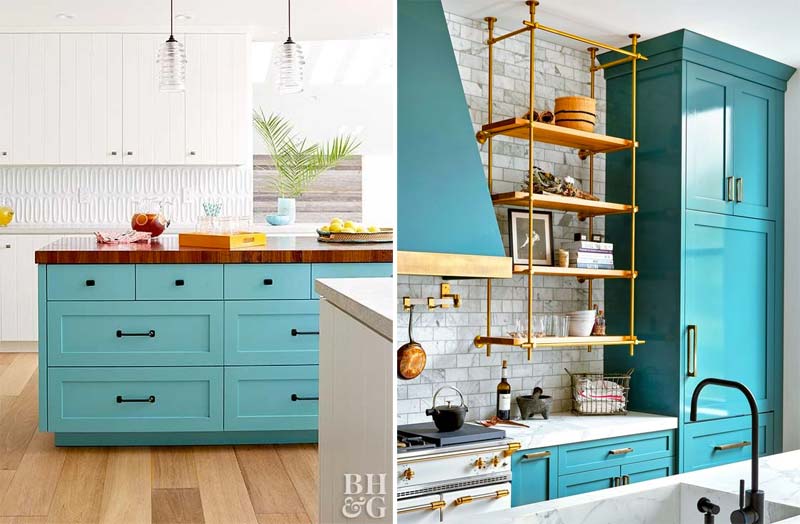 turquoise kleur interieur keuken