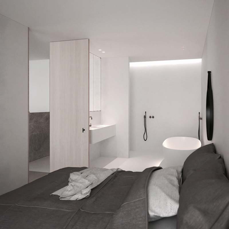 Een open badkamer en suite kan ook een goed idee zijn voor een vrijstaand bad in de slaapkamer.