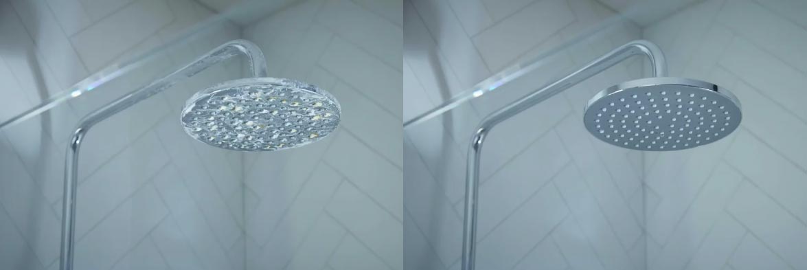 Het effect van het gebruik van een waterontkalker voor de douche